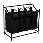 [en.casa] Wasmand Vamdrup met 4 zakken 75x78x40 cm zwart