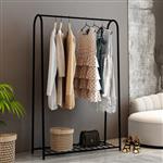 [en.casa] Kledingrek Hvorslev met 1 plank 144,5x89x32,5 cm zwart