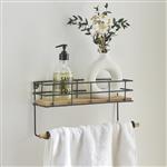 [en.casa] Wandrek Slangerup 16x33x10 cm zwart en houtkleurig