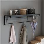 [en.casa] Wandkapstok Ølstykke met plank 110x30x27 cm zwart