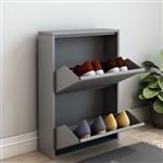 [en.casa] Schoenenkast Sokndal met 2 vouwdeuren grijs