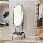 [en.casa] Spiegel vrijstaand Perano met plank 160x46x50 cm zwart