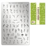 Moyra Stamping Plate 97 GREEN LEAVES 2 + Try On Sheet