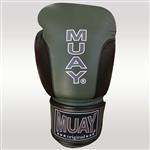 MUAY® Premium Leder Bokshandschoenen Zwart Army Groen
