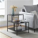 [en.casa] Bijzettafel Kumlinge met plank staal 60x60x50 cm zwart