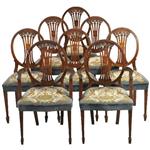 Antieke stoelen  +/ Stel van 8 Hepplewhite eetkamerstoelen ca. 1890 Prijs incl herstofferen of resta
