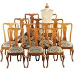 Antieke stoelen / Stel van 12 eetkamerstoelen ca. 1910 Chippendale stijl incl. herstofferen naar wen