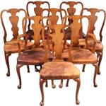 Antieke stoelen / Stel van 8 eetkamerstoelen 2 met armleuningen  ca. 1920 prijs incl bekleding naar 