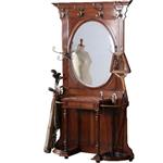 Antiek varia / Porte manteau staande kapstok met ovale spiegel ca 1890 (No.860451)