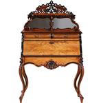 Antieke bureaus / Hollandse Willem III dames secretaire ca 1870 oud groen leer en wortelnoten met zw