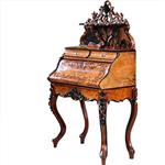 Antieke bureaus / Zeer uitbundige Hollandse Willem III dames secretaire ca 1870 wortelnoten met zwar