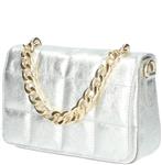 MIRANDA Italiaans leren handtas / schoudertas zilver