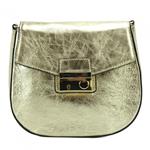 VALENTINA crossbody tas goud metallic van Italiaans leer