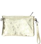 MELISSA Italiaans leren clutch goud met afneembaar schouderriempje