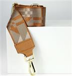 Bagstrap Camel combinatie leer en polyester, goudkleurig metaal