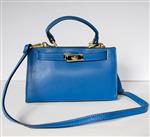 GRACE exclusief leren Italiaanse tas in Kelly stijl Kobalt Blauw