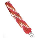 Bagstrap Fantasia in Rosso, rood leer, polyester band en zilverkleurige metalen sluiting