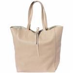 BIANCA Italiaans leren shopper licht taupe