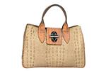 CHIARA handtas taupe & cognac Italiaans leer