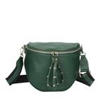 VITALIA Italiaans leren crossbody / schoudertas donkergroen met aparte band