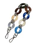 Acetaat bagstrap met bruin, blauw, beige en zilverkleurige sluiting