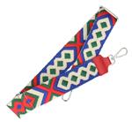 Bagstrap Il Sogno  in rood-groen-blauw-wit polyester, rood leer en zilverkleurige sluiting