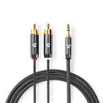 Stereo-Audiokabel 3,5 mm male- 2x RCA male 1.00 m Stereo-Audiokabel 3,5 mm male- 2x RCA male 1.00 m