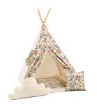 Tipi tent Flowers  met accessoires Flowers + speelmat en 2 kussens