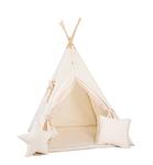 TIPI tent Beige met pompons + mat en kussens TIPI met pompons + 2 kussens en mat