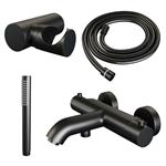 Opbouwset Bad- en Douchekraan Brauer Black Edition Thermostatisch Met Wandhouder Geborsteld Mat Zwar