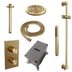 Regendoucheset Inbouw Brauer Gold Carving Thermostatisch 20cm met 3-Weg Omstelling, Plafondarm, Glij