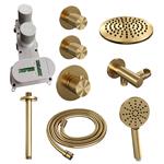 Regendoucheset Inbouw Brauer Gold Carving Thermostatisch 20cm met Plafondarm en Handdouche 3-Standen