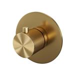 Inbouwthermostaat Brauer Gold Carving met Ronde knop en Rozet Geborsteld Goud