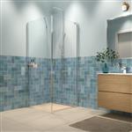 Draaideur en Zijwand met douchemand en helder veiligheidsglas met antikalklaag Sealskin Inc. 90x90x2