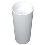 Wastafel Vrijstaand Crosstone Wendy 36x36x90 cm Solid Surface Rond Mat Wit