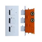 Inbouw Thermostaat Best Design Sano box 3 Weg 1/2 Vierkante Knoppen Chroom