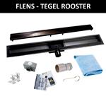 RVS Douchegoot Flens met Uitneembaar Sifon TEGEL ROOSTER MAT ZWART (alle maten)