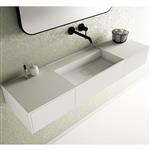 Wastafel Ideavit Solidbliss 140x40x20 cm Solid Surface 2 Opberg Lades Mat Wit