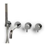 Badkraan Inbouw Bongio Squadra Thermostatisch 22 cm Uitloop met Handdoucheset en 2-Weg Omstel Chroom