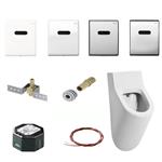 Urinoir Set Salenzi Hung Achterinlaat Mat Wit met TECE Drukplaat Elektronisch Adaptor