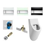 Urinoir Set Salenzi Hung Achterinlaat Mat Wit met TECE Square Drukplaat Glas