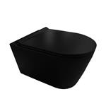 Wandcloset AQS Black 50x35x36.5cm Keramiek Rimless Mat Zwart (Incl. zitting)