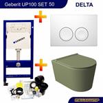 UP100 Toiletset 50 Civita Mat Legergroen Rimless Met bril En Drukplaat