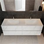 Badmeubel AQS Valencia Carrara Mat 150 cm Solid Surface Rechthoekige Wasbak (zes varianten)
