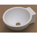 Fontein Luca Sanitair Wandmodel Rond 27x24x12cm Mineral Stone Glans Wit