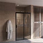 Douchedeur Boss & Wessing Black Edition Frame Softclose Rechts 100x200 cm Helder Glas Zwart