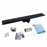 Mat Zwarte RVS Douchegoot Flens met Uitneembaar Sifon 200x7cm 6,7cm Diep MAT ZWART ROOSTER