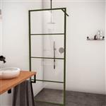 AQS Inloopdouche Frame 90x200 cm 8mm NANO Glas Mat Groen Raster