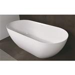 Vrijstaand Ligbad Luca Sanitair Vasca 175x80x58 cm Mineraal Marmer Glans Wit (inclusief afvoer en si