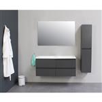 Badkamermeubel Boss & Wessing Pepper Acryl Wastafel Incl Spiegel Zonder Kraangat 120x55x46 cm Antrac